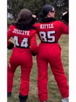 Kristin Juszczyk Puffer Jumpsuit Red