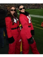 Kristin Juszczyk Red Puffer Jumpsuit