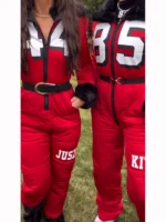 Kristin Juszczyk Red Shearling Puffer Jumpsuit