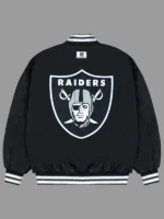Las Vegas Raiders GOLF WANG Black Satin Bomber Jacket