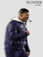 Marcus Freeman Notre Dame Puffer Jacket Blue