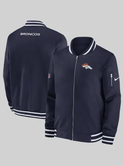 Men’s Denver Broncos Nike NFL Sideline Coach Bomber Jacket – Navy