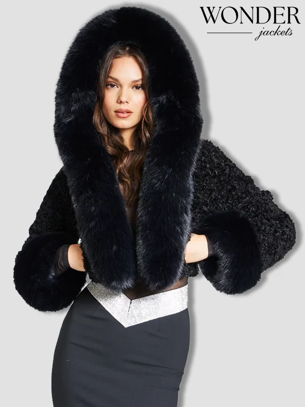 Miss Circle Kali Cropped Faux Fur Jacket Black Miss Circle Kali Cropped Faux Fur Jacket Black