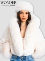 Miss Circle Kali Cropped Faux Fur Jacket White