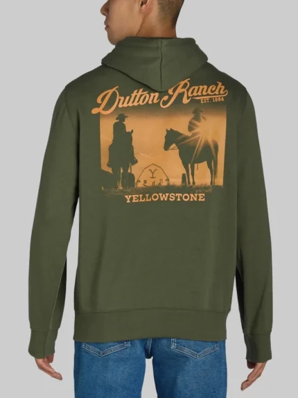 Yellowstone Dutton Ranch Back Graphic Hoodie Green