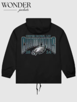 Philadelphia Eagles Mitchell & Ness Super Bowl LIX Champions Full-Snap Hoodie Windbreaker Jacket – Black