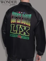 Super Bowl LIX Starter Black Coaches Satin Varsity Jacket Black