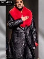 Don Omar Auditorio Banamex Faux Fur Black Leather Coat