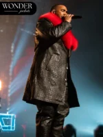 Faux Fur Leather Black Coat for Men
