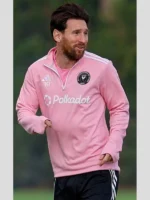 Inter Miami CF Lionel Messi Adidas Pink Quarter-Zip Long Sleeve Training Sweatshirt