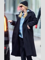 Jennifer Lawrence Black Wool Trench Coat