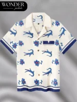 Lochlan Ratliff The White Lotus S03 Sam Nivola Crocodile Flower Printed Shirt