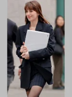 Materialists Dakota Johnson Black Pinstripe Blazer
