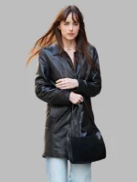 Materialists Dakota Johnson Leather Coat Black