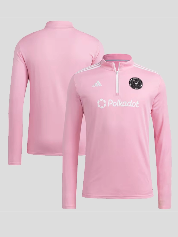Men's adidas Pink Inter Miami CF 2025 Quarter-Zip Long Sleeve Training Top Sweatshirt Men's adidas Pink Inter Miami CF 2025 Quarter-Zip Long Sleeve Training Top Sweatshirt