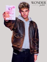 My Fault London 2025 Matthew Broom Distressed Brown Leather Jacket