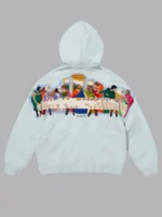 Supreme Last Supper Embroidered Zip Up Hooded Sweater Light Blue