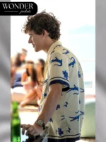 The White Lotus S03 Sam Nivola Crocodile Floral Print Shirt
