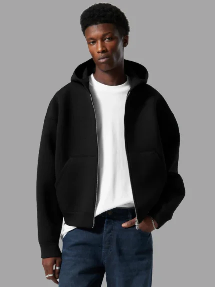 Weekday Simon Scuba Black Zip-Up Hoodie