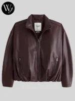 Abercrombie Bubble Hem Burgundy Leather Jacket