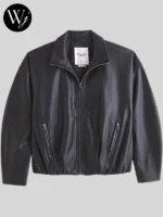 Abercrombie Bubble Hem Vegan Leather Bomber Jacket