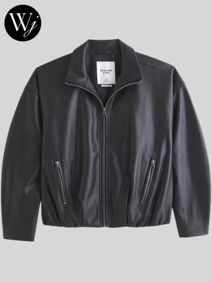 Abercrombie Bubble Hem Vegan Leather Bomber Jacket
