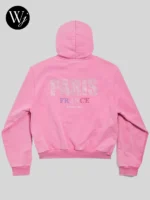 Balenciaga Pink Paris France Strass Zip-up Hoodie