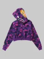 Bape Camo Cropped Hoodie Purple