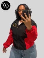 Black American Heritage Flag Windbreaker Jacket Womens