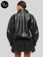 Bubble Hem Vegan Leather Bomber Jacket Abercrombie