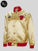 Chicago Bulls Mitchell & Ness Lightweight Full-Snap Golden Satin Jacket