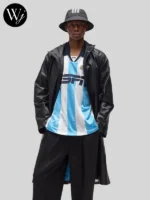 Kith Adidas Black Leather Coat with Hood