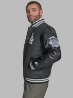 LA Dodgers First Rounder Grey and Black Varsity Jacket