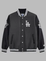 LA Dodgers First Rounder Varsity Jacket Grey and Black