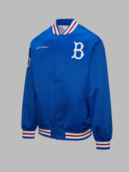 Men's Brooklyn Dodgers Jackie Robinson Mitchell & Ness Royal Legends Collection Vintage Satin Full-Snap Jacket