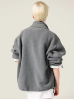 Miu Miu Logo-Embroidered Fleece Sweatshirt Grey