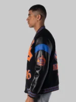 NY Knicks Wild Collective Black Varsity Jacket