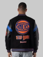 Wild Collective Knicks NY Established Black Varsity Jacket