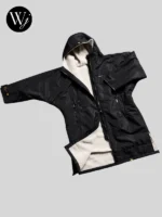 Woolly Bear Shearling Jacket Coat Black