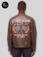 Abercrombie McLaren Brown Leather Racer Jacket