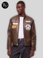 Abercrombie McLaren Leather Racer Jacket Brown