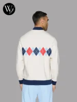 Adidas Originals Argyle Printed Half Zip White Sweatshirt