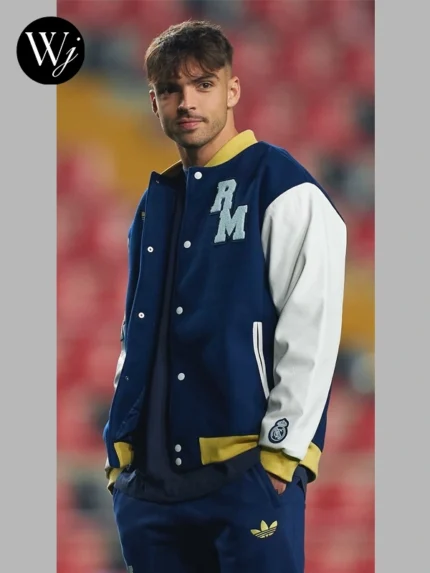 Adidas Real Madrid Wool Varsity Jacket With Leather Sleeves