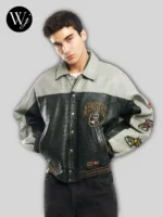 Asap Rocky Praise the Lord Avirex Leather Jacket Black and Grey