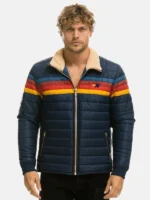 Aviator Nation 4 Stripe Rainbow Sleeves Jacket Navy