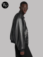 Balenciaga I Automobili Lamborghini Oversized Black Leather Jacket