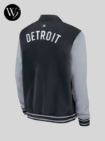Detroit Tigers Dugout Bomber Black and Grey Jacket