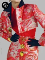 E! News Keltie Knight Rose Jacquard Jacket
