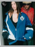 Hailey Bieber Starter Toronto Maple Leafs Jacket