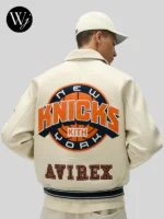 Kith & Avirex New York Knicks Icon Leather Bomber Jacket